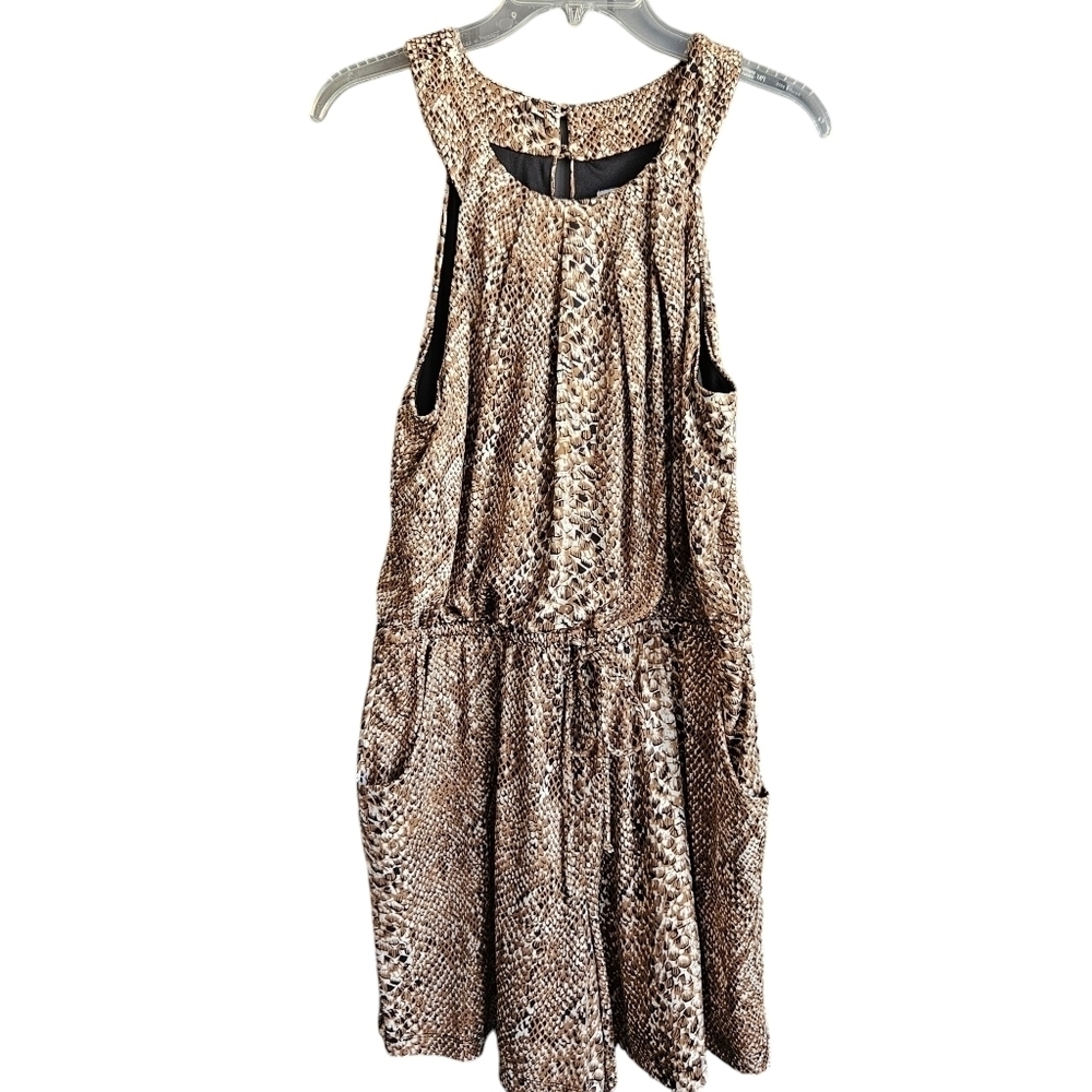 Emma & Michele Brown‎ Sleeveless Animal Print Romper Sz Large